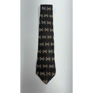 Bosa Le Collezioni Mens Silk Necktie Geometric Diamond Pattern Grey Blue Gold